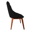 Ver imagem 4 de Kit 6 Cadeiras de Jantar Estofada Elisa Anatômica Veludo Preto Base Madeira Maciça Mel