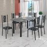 Conjunto Sala de Jantar Bahia Mesa Tubo 3" 140x75cm Tampo Pedra Granito Topázio com 6 Cadeiras - 1