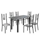 Ver imagem 2 de Conjunto Sala de Jantar Bahia Mesa Tubo 3" 140x75cm Tampo Pedra Granito Topázio com 6 Cadeiras