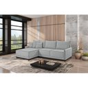 Ver imagem 1 de Sofá Linho 3 Lugares 264cm com Chaise Lado Esquerdo Barra Branco Gelo/Preto
