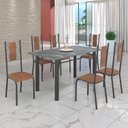 Ver imagem 1 de Conjunto Sala de Jantar Bahia Mesa Tubo 3" 140x75cm Tampo Pedra Granito Topázio com 6 Cadeiras