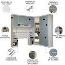 Ver imagem 2 de Guarda Roupa Solteiro Modulado Cp03 Taiga Branco/grey L01 - Mpozenato