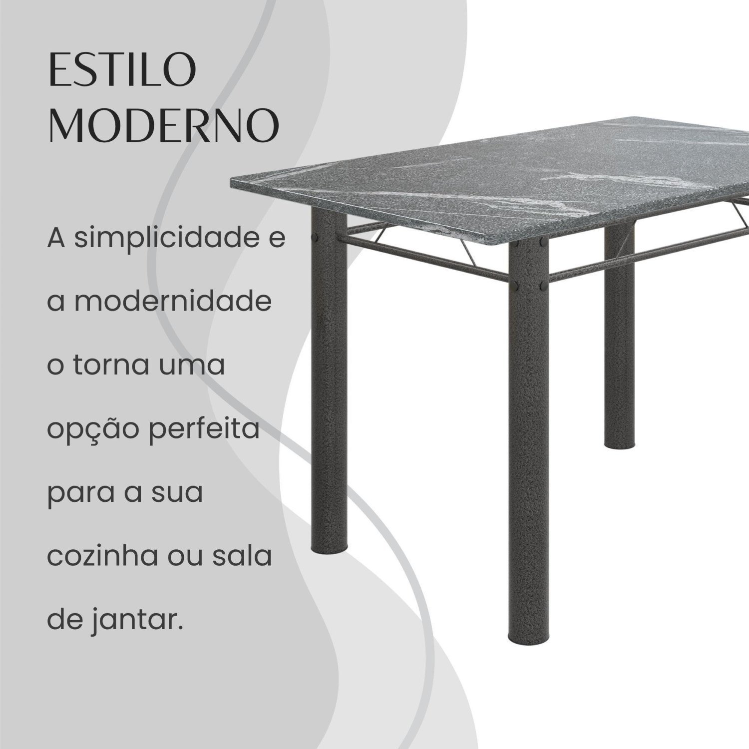 Conjunto Sala de Jantar Bahia Mesa Tubo 3" 140x75cm Tampo Pedra Granito Topázio com 6 Cadeiras - 7