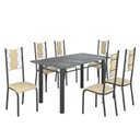 Ver imagem 2 de Conjunto Sala de Jantar Bahia Mesa Tubo 3" 140x75cm Tampo Pedra Granito Topázio com 6 Cadeiras