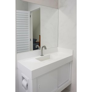 Gabinete de Banheiro em Porcelanato com Porta de Correr e Porta-papel Integrado 80x40x80