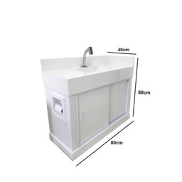 Gabinete de Banheiro em Porcelanato com Porta de Correr e Porta-papel Integrado 80x40x80 - 3
