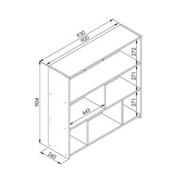 Estante para Livros Multiuso Organizadora Baixa 93cm com Nichos Funcionale Mo080 Art In Móveis/preto - 3
