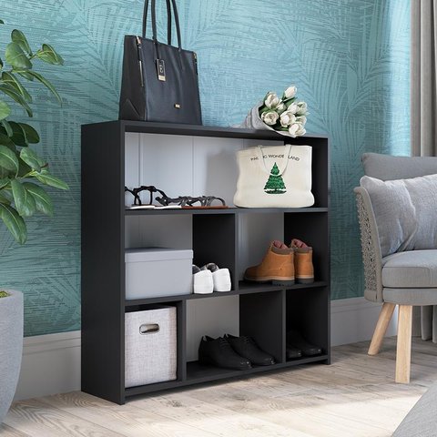 Estante para Livros Multiuso Organizadora Baixa 93cm com Nichos Funcionale Mo080 Art In Móveis/preto