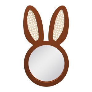 Espelho Decorativo Infantil 43x44cm Lebre Freijó/ Marrom