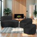 Ver imagem 1 de Kit Divã Recamier Orgânico Marrocos 150cm Lado Direito e 2 Poltronas Amore Bouclé Preto