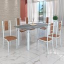 Ver imagem 1 de Conjunto Sala de Jantar Bahia Mesa Tubo 140x75cm Tampo Pedra Granito Topázio com 6 Cadeiras