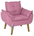 Ver imagem 2 de Poltrona/cadeira Decorativa e Puff Glamour com Pés Quadrado Rosê