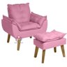 Poltrona/cadeira Decorativa e Puff Glamour com Pés Quadrado Rosê - 1