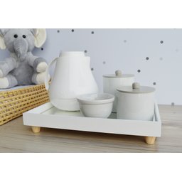 Kit Higiene Porcelana Bebê Unissex Cinza Maternidade Bancada Bebê Térmica - 2