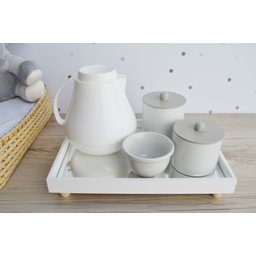 Kit Higiene Porcelana Bebê Unissex Cinza Maternidade Bancada Bebê Térmica - 3