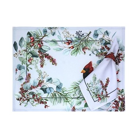 Kit Jogo Americano + Guardanapo Natal Cardinal Nsw 6 Peças