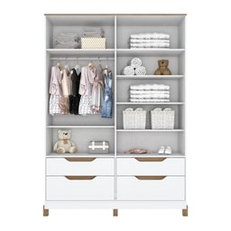 Guarda Roupa Retrô 100% Mdf 4 Portas 4 Gavetas Aspen Yescasa - 4 Guarda Roupa Retrô 100% Mdf 4 Portas 4 Gavetas Aspen Yescasa - 4