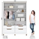 Ver imagem 2 de Guarda Roupa Retrô 100% Mdf 4 Portas 4 Gavetas Aspen Yescasa