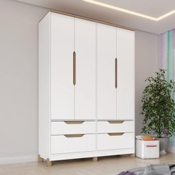 Guarda Roupa Retrô 100% Mdf 4 Portas 4 Gavetas Aspen Yescasa - 1 Guarda Roupa Retrô 100% Mdf 4 Portas 4 Gavetas Aspen Yescasa - 1