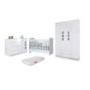 Ver imagem 1 de Jogo de Quarto Infantil Ana Lívia Roupeiro e Cômoda MDF + Berço Mini Cama Pirulito c/ Colchão