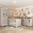 Ver imagem 2 de Quarto de Bebê Completo Berço Americano 3 em 1 Colchão Bombom Multimóveis Mp4642 Branco/off
