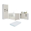 Ver imagem 1 de Quarto de Bebê Completo Berço Americano 3 em 1 Colchão Bombom Multimóveis Mp4642 Branco/off