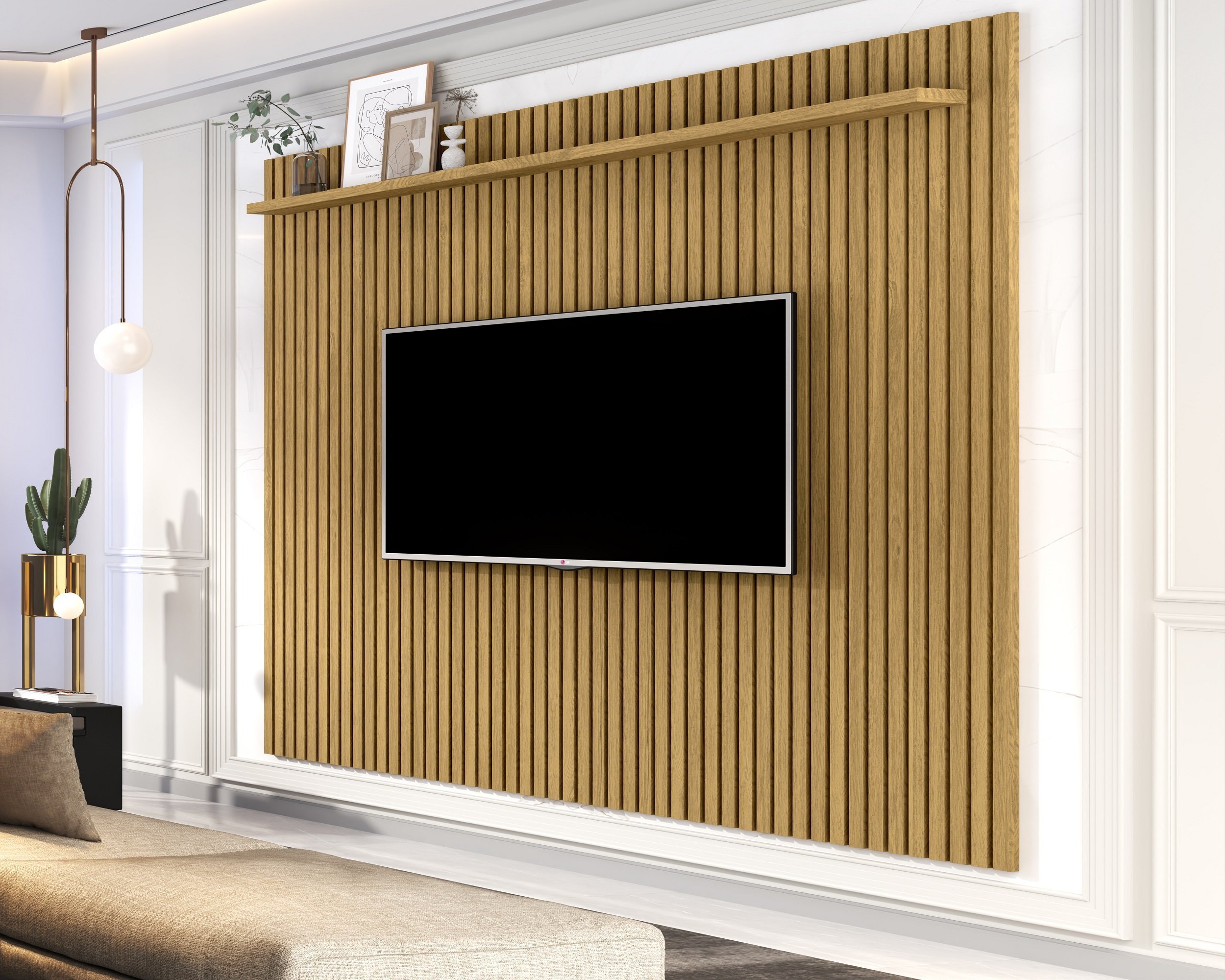 Painel Vênus Ripado 1.8 x 2.2 p/ TV até 75'' Cumaru - Giga Móveis Menor preço em Painel Vênus Ripado 1.8 x 2.2 p/ TV até 75'' Cumaru - Giga Móveis