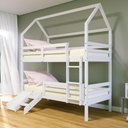 Ver imagem 1 de Beliche Casinha Solteiro Slim Rb com Kit Escada/escorregador e Grade de Proteção Madeira Maciça