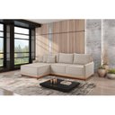 Ver imagem 1 de Sofá Linho 3 Lugares 264cm com Chaise Lado Esquerdo Barra Bege Cru/Paçoca