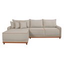 Ver imagem 5 de Sofá Linho 3 Lugares 264cm com Chaise Lado Esquerdo Barra Bege Creme/Paçoca