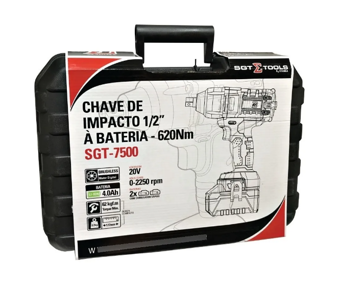 Sgt7500 Chave de Impacto 1/2" a Bateria 620nm 20v4ah Liio - 3