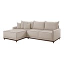 Ver imagem 3 de Sofá Linho 3 Lugares 264cm com Chaise Lado Esquerdo Barra Bege Cru/Marrom