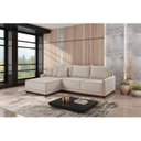 Ver imagem 1 de Sofá Linho 3 Lugares 264cm com Chaise Lado Esquerdo Barra Bege Cru/Marrom