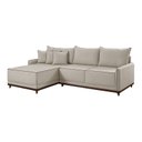 Ver imagem 3 de Sofá Linho 3 Lugares 264cm com Chaise Lado Esquerdo Barra Bege Creme/Marrom