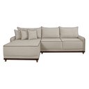 Ver imagem 5 de Sofá Linho 3 Lugares 264cm com Chaise Lado Esquerdo Barra Bege Creme/Marrom