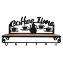 Ver imagem 2 de Prateleira De Ferro E Madeira Rústica Coffee Time Estante Vintage Retrô