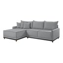 Ver imagem 3 de Sofá Linho 3 Lugares 264cm com Chaise Lado Esquerdo e Kit USB Barra Cinza/Preto