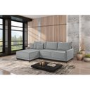 Ver imagem 1 de Sofá Linho 3 Lugares 264cm com Chaise Lado Esquerdo e Kit USB Barra Cinza/Preto