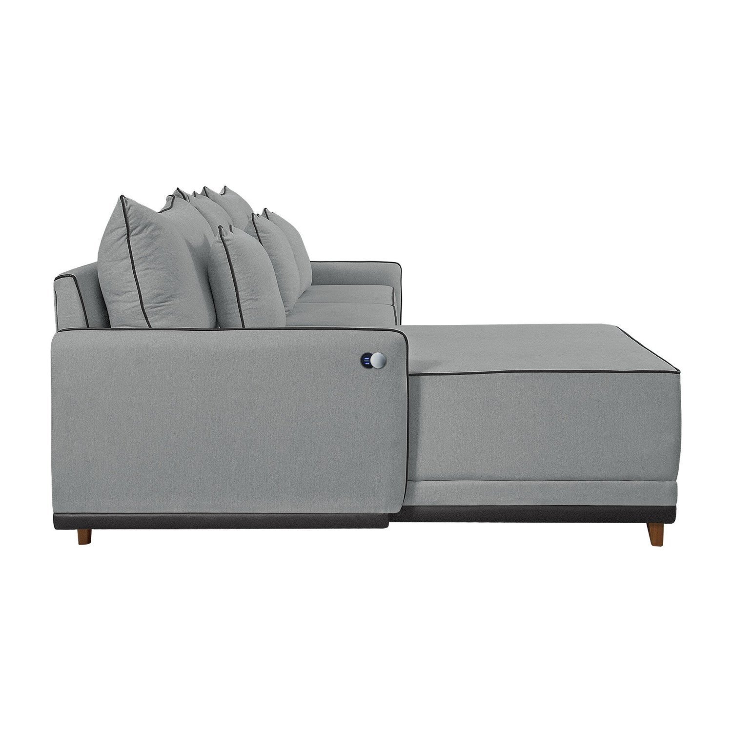 Sofá Linho 3 Lugares 264cm com Chaise Lado Esquerdo e Kit Usb Barra - 7