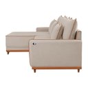 Ver mais imagens de Sofá Linho 3 Lugares 264cm com Chaise Lado Esquerdo e Kit USB Barra Bege Cru/Paçoca