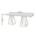 Ver imagem 3 de Mesa de Jantar Milão Retangular Off White com Base Metal Champanhe 2 M