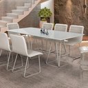 Ver imagem 2 de Mesa de Jantar Milão Retangular Off White com Base Metal Champanhe 2 M