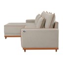 Ver mais imagens de Sofá Linho 3 Lugares 264cm com Chaise Lado Esquerdo e Kit USB Barra Bege Creme/Paçoca