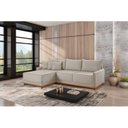 Ver imagem 1 de Sofá Linho 3 Lugares 264cm com Chaise Lado Esquerdo e Kit USB Barra Bege Creme/Paçoca