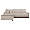 Ver imagem 5 de Sofá Linho 3 Lugares 264cm com Chaise Lado Esquerdo e Kit USB Barra Bege Cru/Marrom