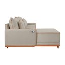 Ver imagem 7 de Sofá Linho 3 Lugares 264cm com Chaise Lado Esquerdo e Kit USB Barra Bege Creme/Marrom