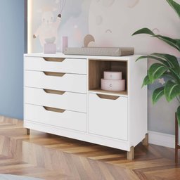 Cômoda Infantil Retrô 100% Mdf Porta 4 Gavetas Zara - 1 Cômoda Infantil Retrô 100% Mdf Porta 4 Gavetas Zara - 1