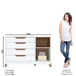 Cômoda Infantil Retrô 100% Mdf Porta 4 Gavetas Zara - 4 Cômoda Infantil Retrô 100% Mdf Porta 4 Gavetas Zara - 4