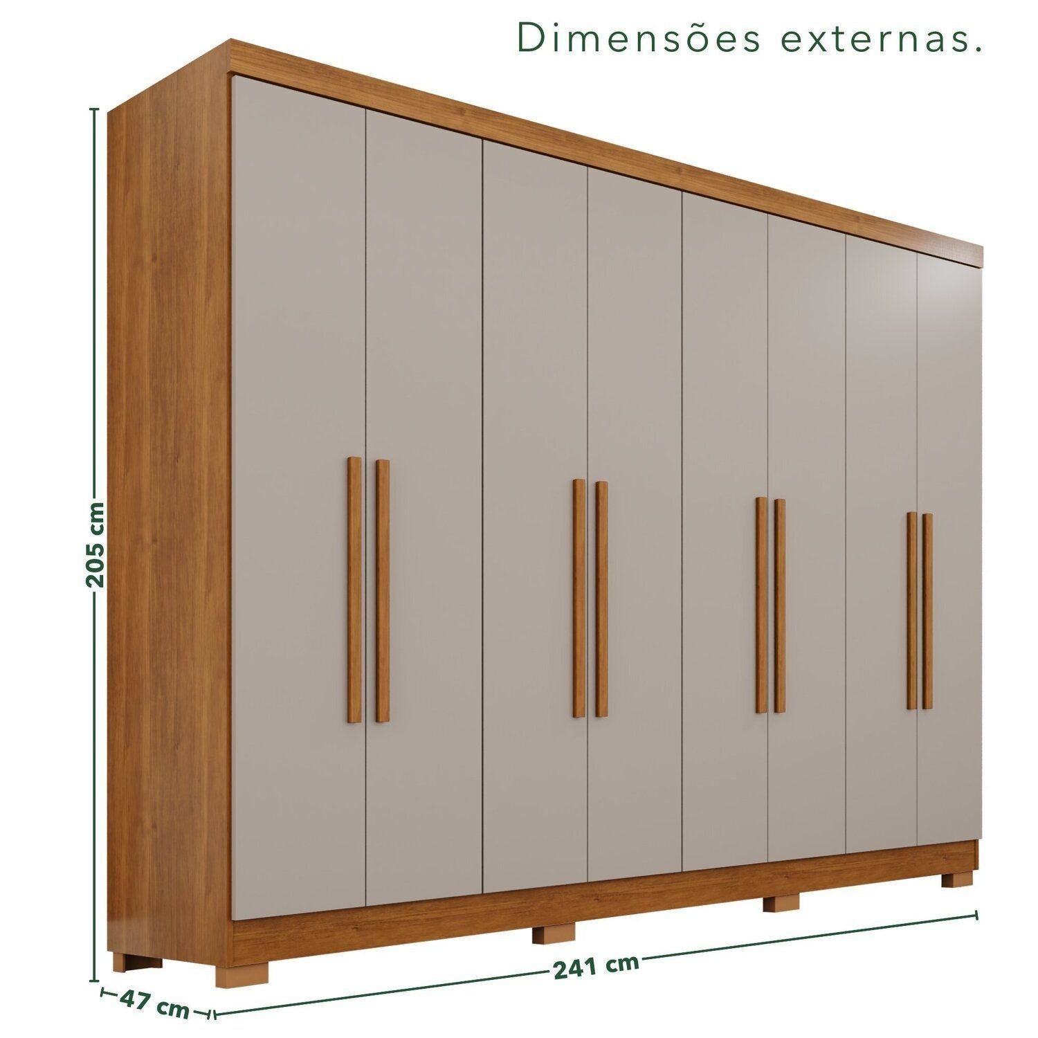 Guarda-Roupa Casal 8 Portas 4 Gavetas com Pés França Espresso
