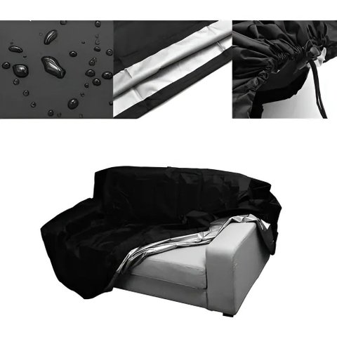 Capa Impermeável Compatível Sofá 200x90x80 Preto Spts